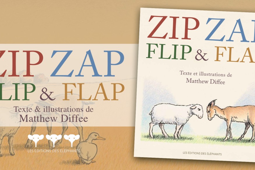 Ne ratez pas ‘ZIP ZAP FLIP ET FLAP’ de l’américain MATTHEW DIFFEE, un livre bien troussé, drôle et percutant, un livre sur le partage et l’appropriation, avec un zeste de dérision bienvenue et de loufoquerie très rétro !